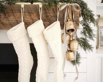 Cream Christmas Stocking | White Holiday Stocking | Rustic Christmas Knitted Stocking | Rustic Xmas Decor | Sweater Stocking