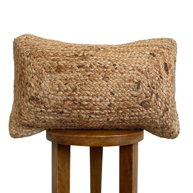 Jute Braided Lumbar Pillow Cover Outdoor Lumbar Bohemian Etsy