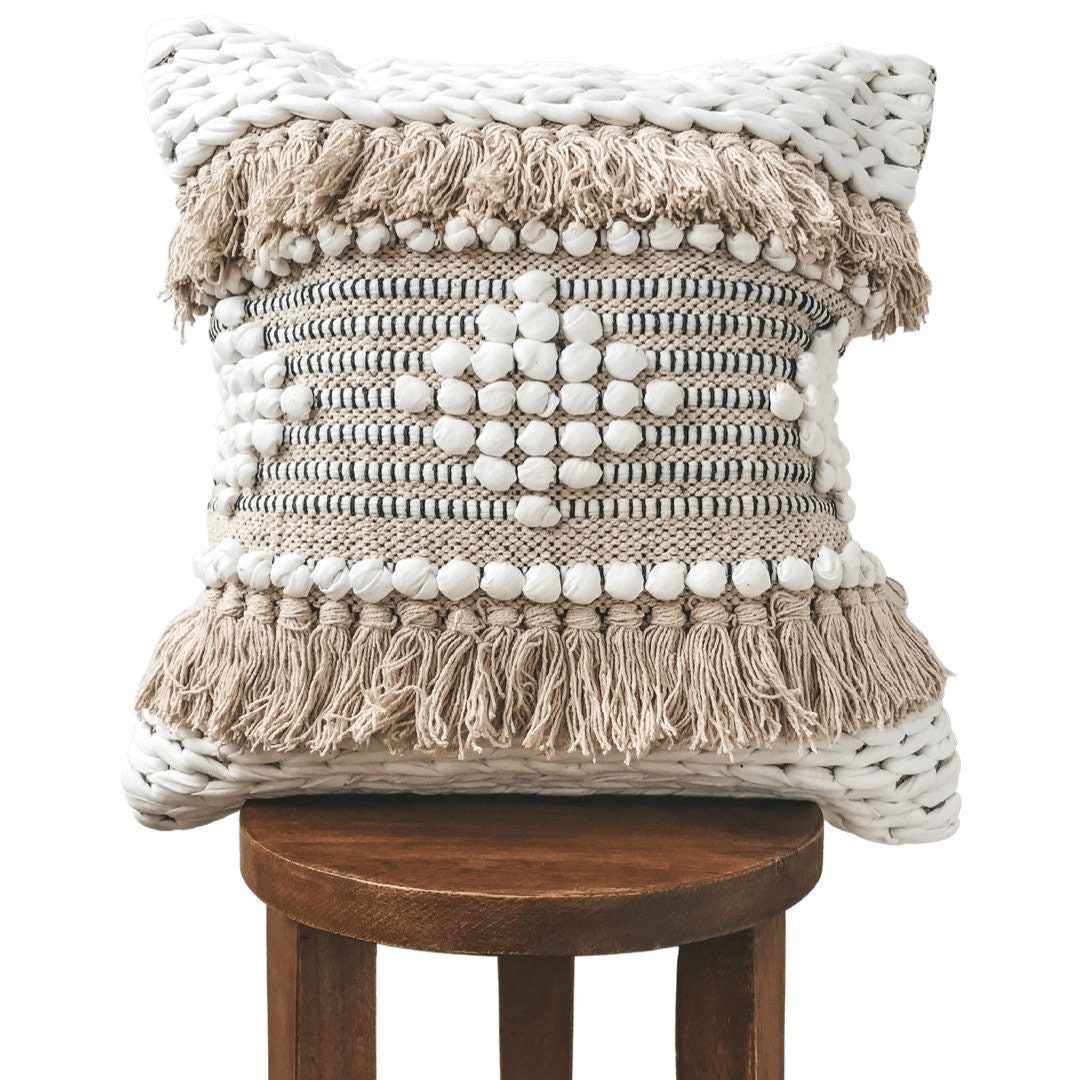 Boho Fringe Pillow Cover Bohemian Cushion Cover Fringe Etsy