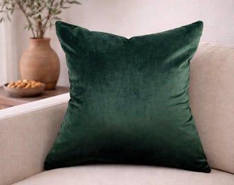 Federa per cuscino in velluto verde smeraldo, cuscino verde cacciatore