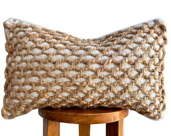 Handmade Jute Lumbar Pillow Cover | Braided Boho Farmhouse Decor