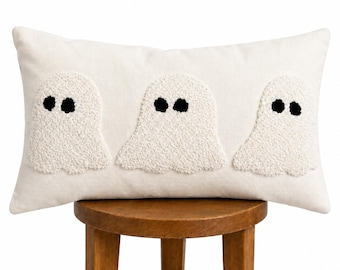 Ivory Ghost Lumbar Pillow Cover, Textured Canvas, Neutral Fall Decor (12x20)