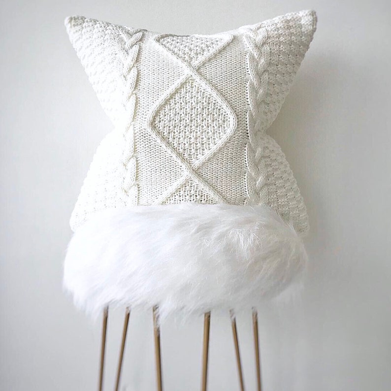 Preorder Ivory Cable Knit Pillow Covers Cream Knitted Etsy