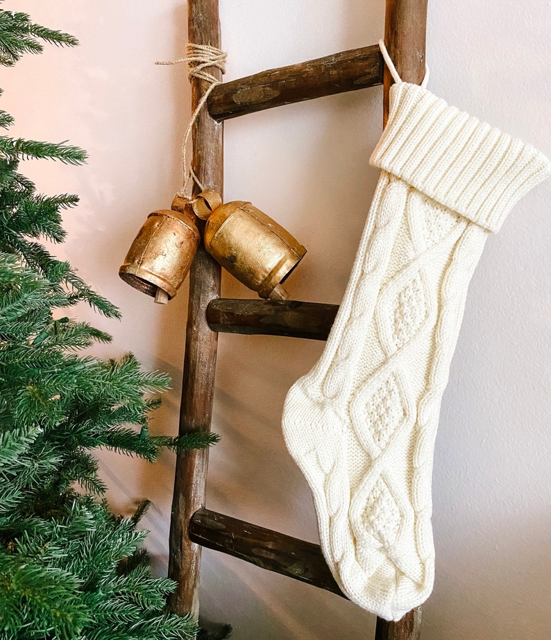 Cream Cable Knit Christmas Stockings Hand Knitted Christmas Etsy