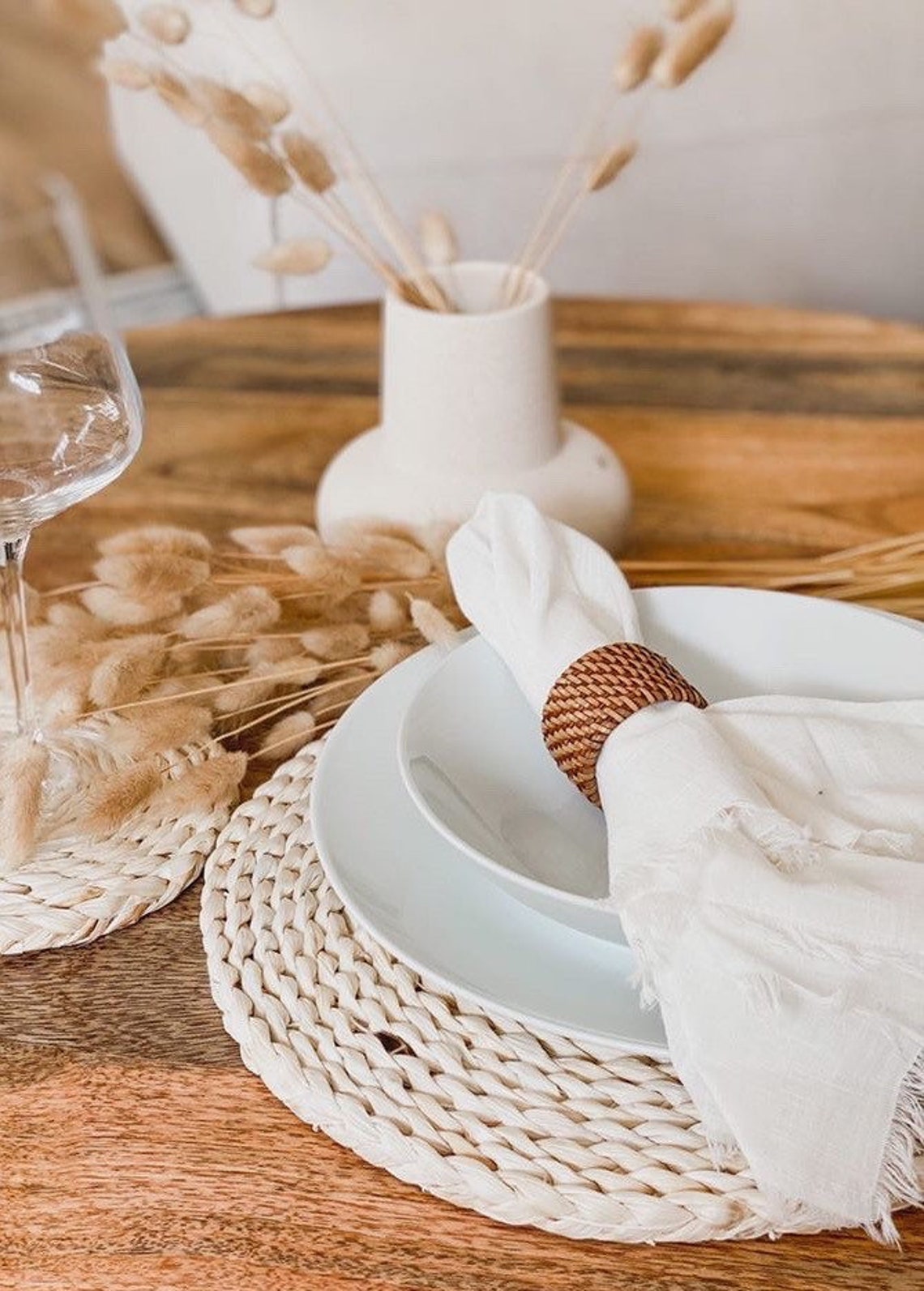 Cattail placemat Bohemian placemats Boho placemat Straw Etsy