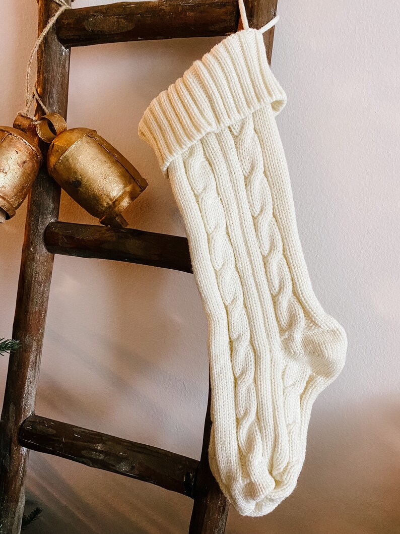 Cream Cable Knit Christmas Stockings Hand Knitted Christmas Etsy