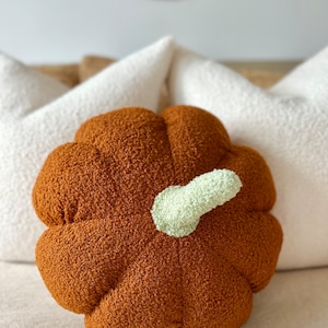 Orange Sherpa Jumbo Pillow, Rust Pumpkin Pillow, Large Pumpkin Decorative Pillow, Oversized Burnt Orange Pumpkin Pillow