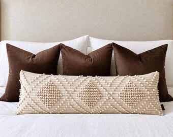 Conjunto de 4 capas de almofada para o outono | Veludo marrom e creme texturizado para a região lombar
