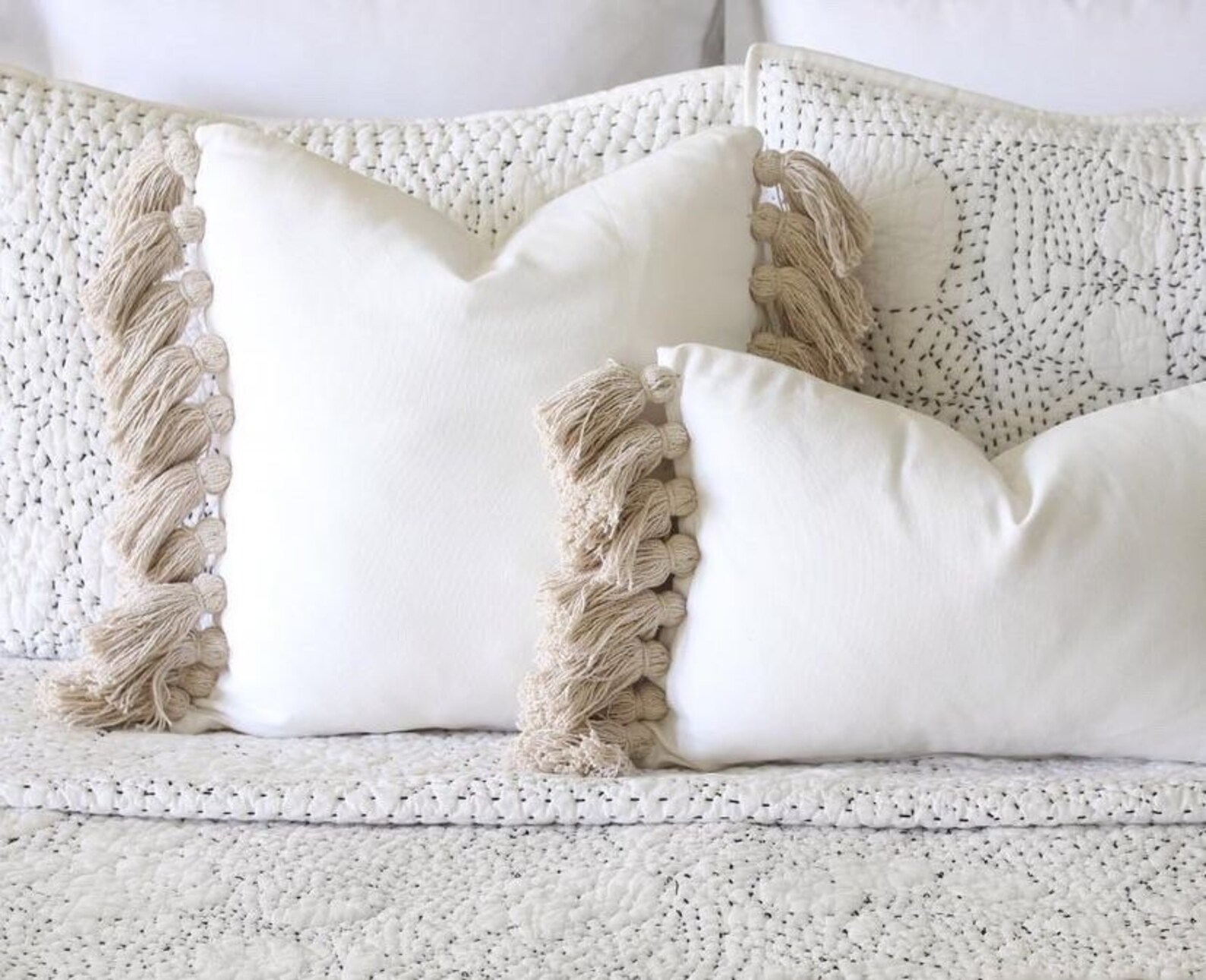 Ivory tassel pillow cover cream linen pillow sham white Etsy