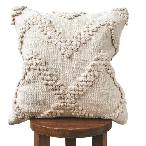 Natural Boho Pillow Cover Fringe Bohemian Pillows Beige Etsy