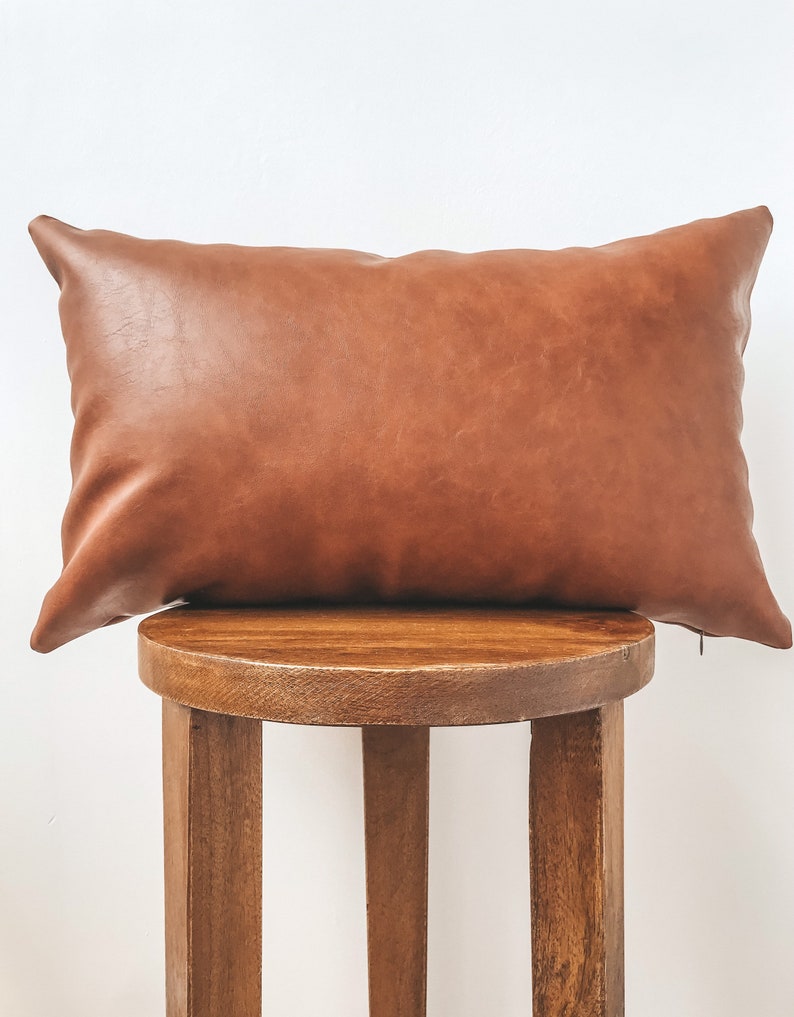 camel leather pillow