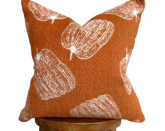 Burnt Orange Chenille Pumpkin Pillow Cover, Fall Decor