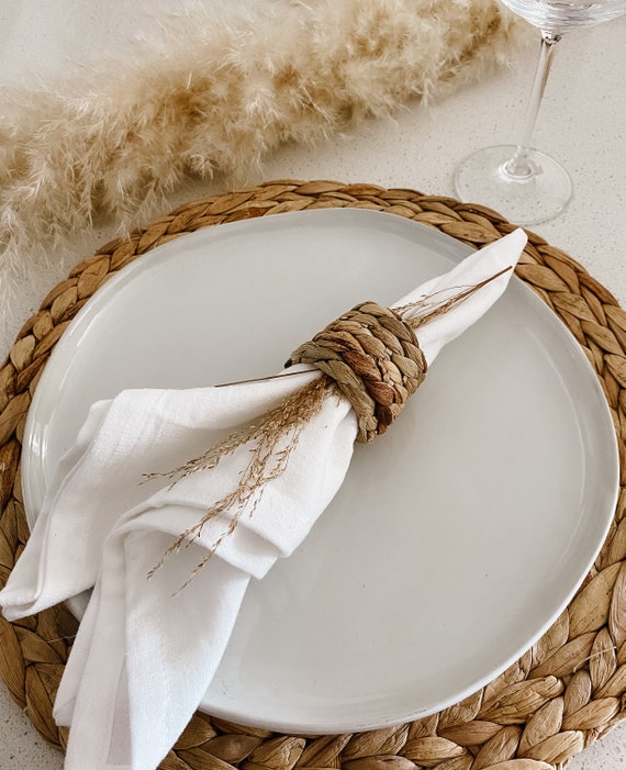 Woven Seagrass Napkin Rings Braided Napkin Rings Rustic Etsy