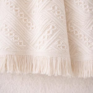 Cream Turkish Cotton Hand Towels, Fringe Detail, Quick Dry Absorbent Spa Towels image 3