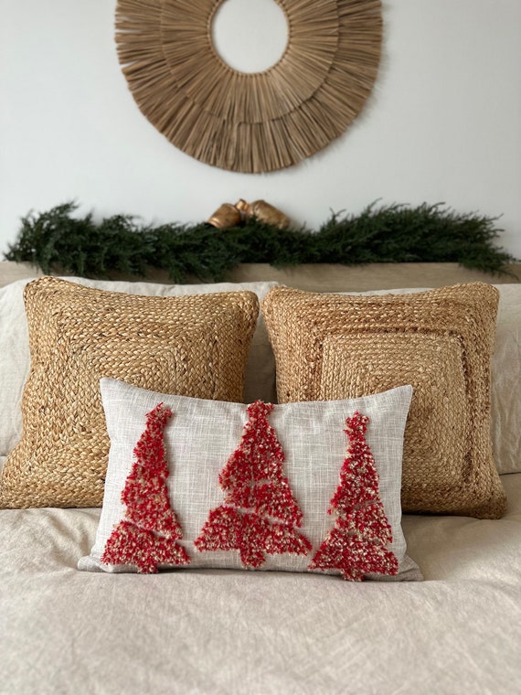 Christmas Lumbar Pillow Cover Christmas Tree Pillow Cover Red - Main Image