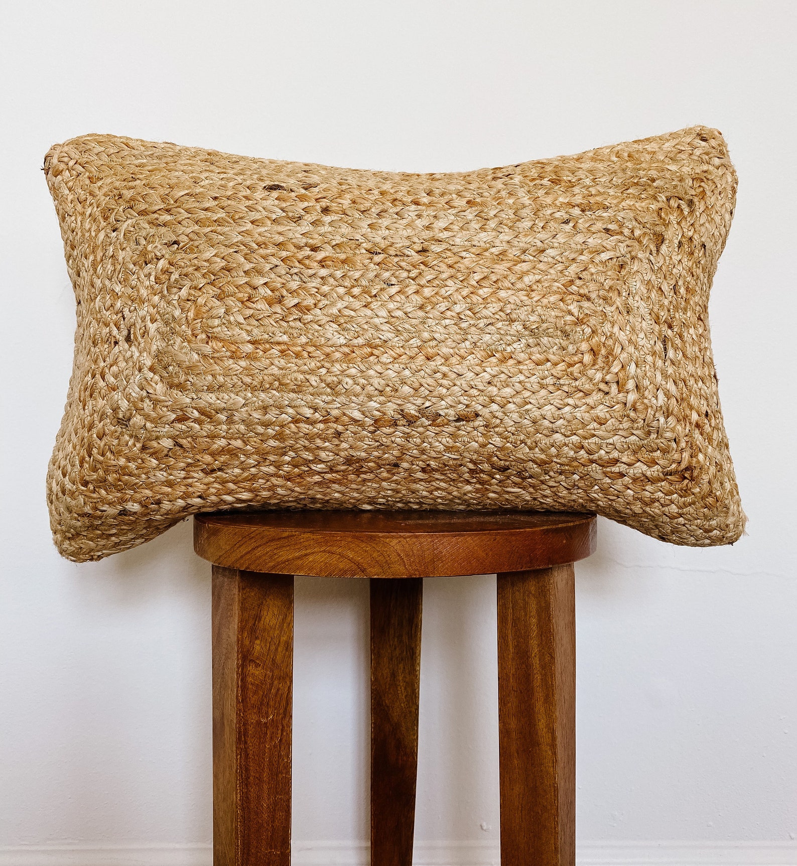 Jute braided lumbar pillow cover Outdoor lumbar bohemian Etsy