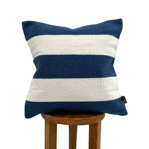 Stripe Outdoor Pillow Cover, Stripe Outdoor Pillow, Pillow Covers 18x18, Navy and White Nautical Pillows, Blue Outdoor Pillow, Porch Pillow