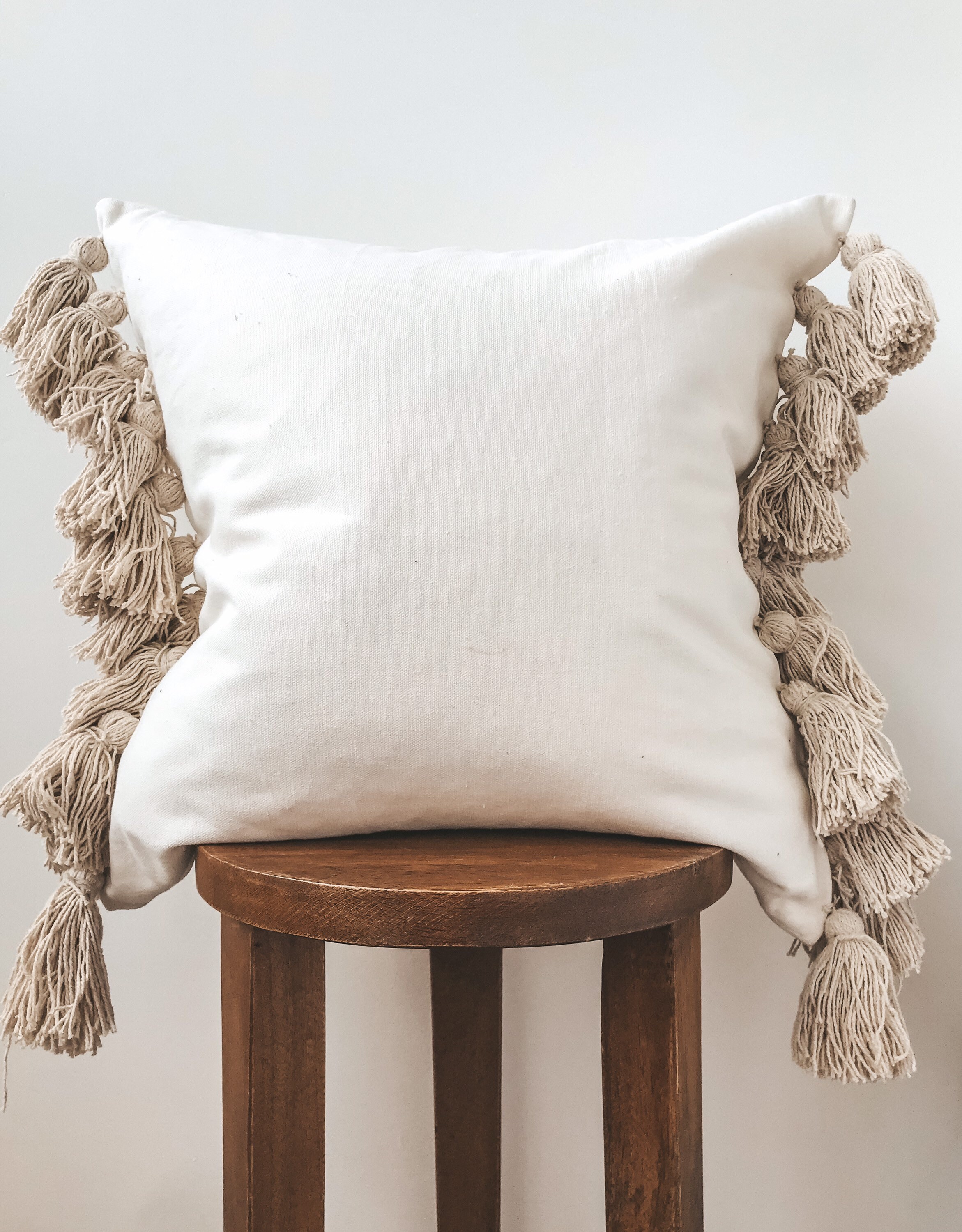 white boho cushions
