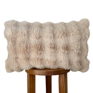 Almohada lumbar de piel sintética, funda de almohada de piel sintética, decoración del hogar de invierno, funda de almohada de piel, funda de almohada de 12 x 20, almohada de piel sintética, almohada lumbar de piel