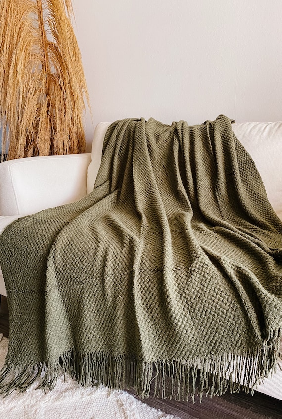 olive green throw