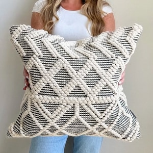 Decorative Boho Pillow | Neutral Textured Sofa Pillow | Decor Textured Pillow Cover | Designer Pillow Cover | Throw Modern Pillow 18 x 18