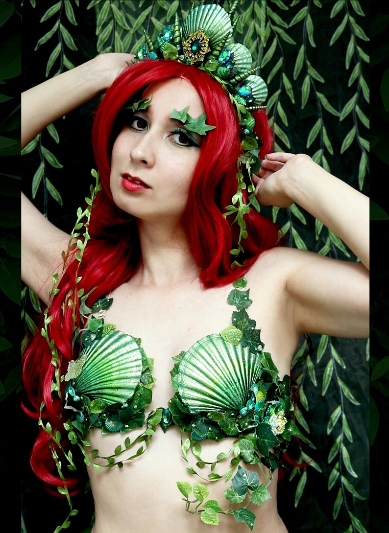 Made to Order Poison Ivy Mermaid Crown, Bra and Skirt Wrap image 7