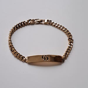 Christian Dior vintage bracelet gold tone ID chain with CD logo Chr.Dior Germany circa 1980&#39;s