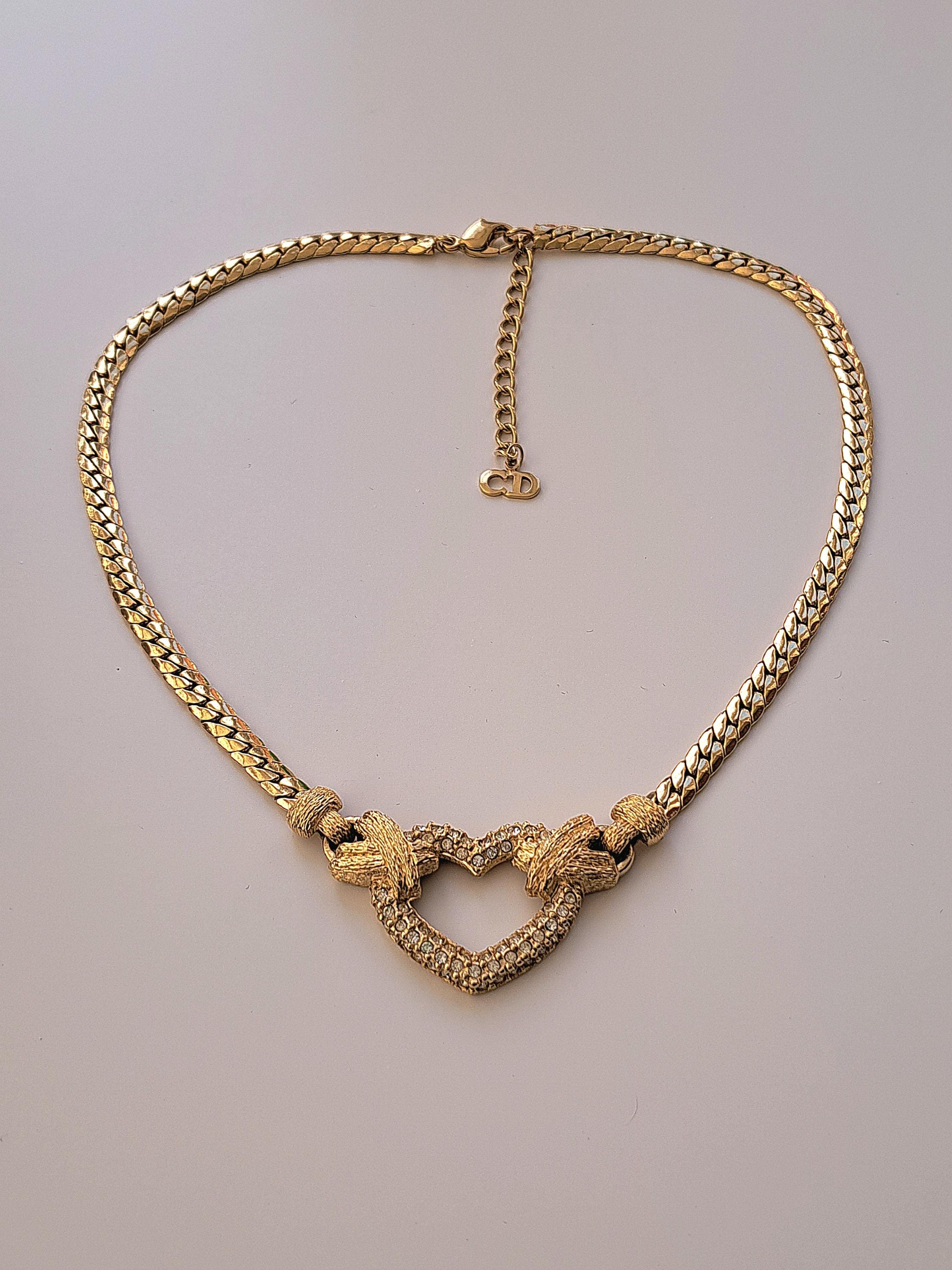 Christian Dior Vintage Choker Necklace 1980's Gold Crystals