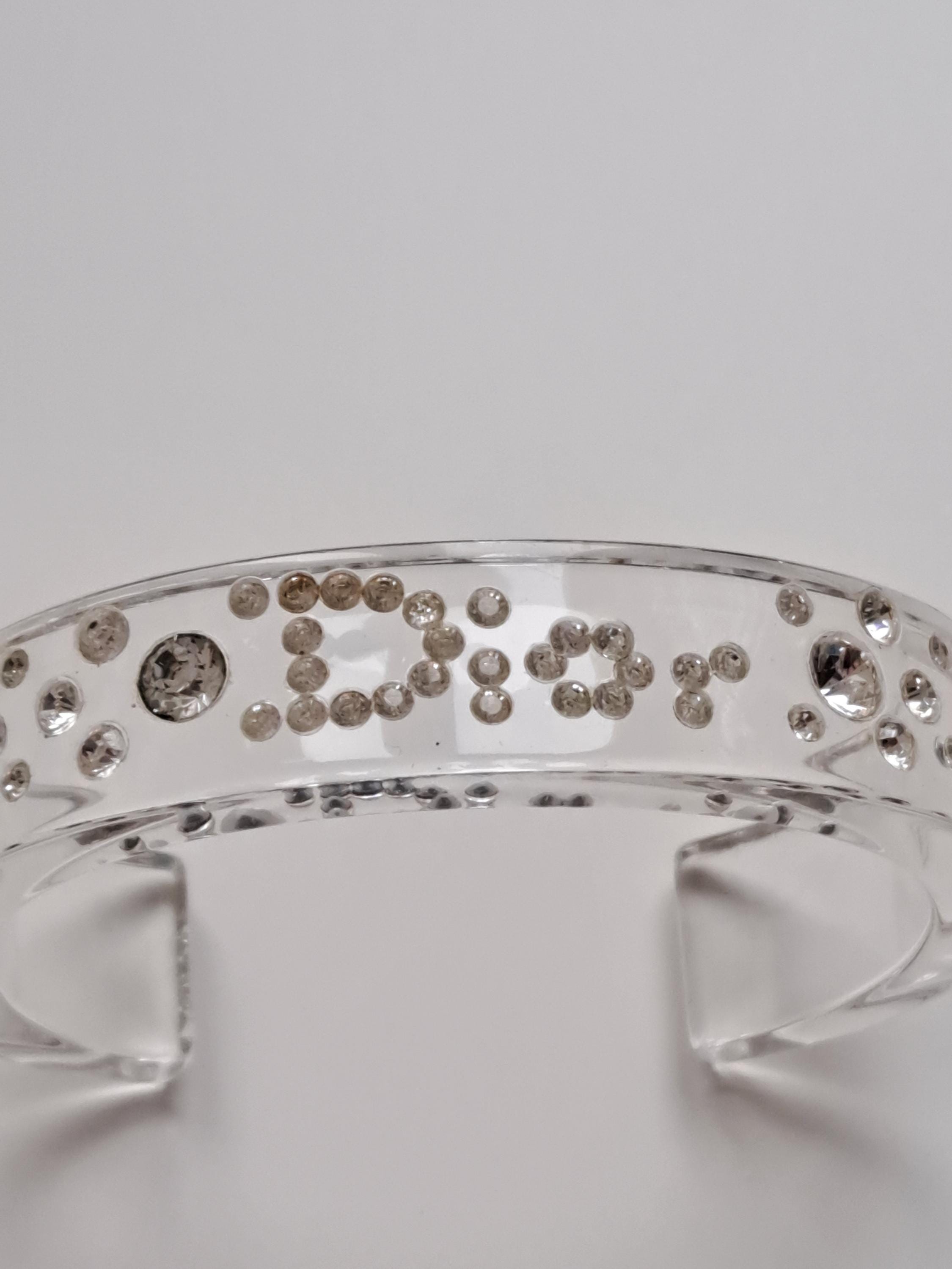 Christian Dior Clear Cuff Bracelet With Swarovski Stones. 1990's