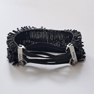 Christian Dior black beaded corset tie cuff bracelet 1990&#39;s designer vintage rare Y2K