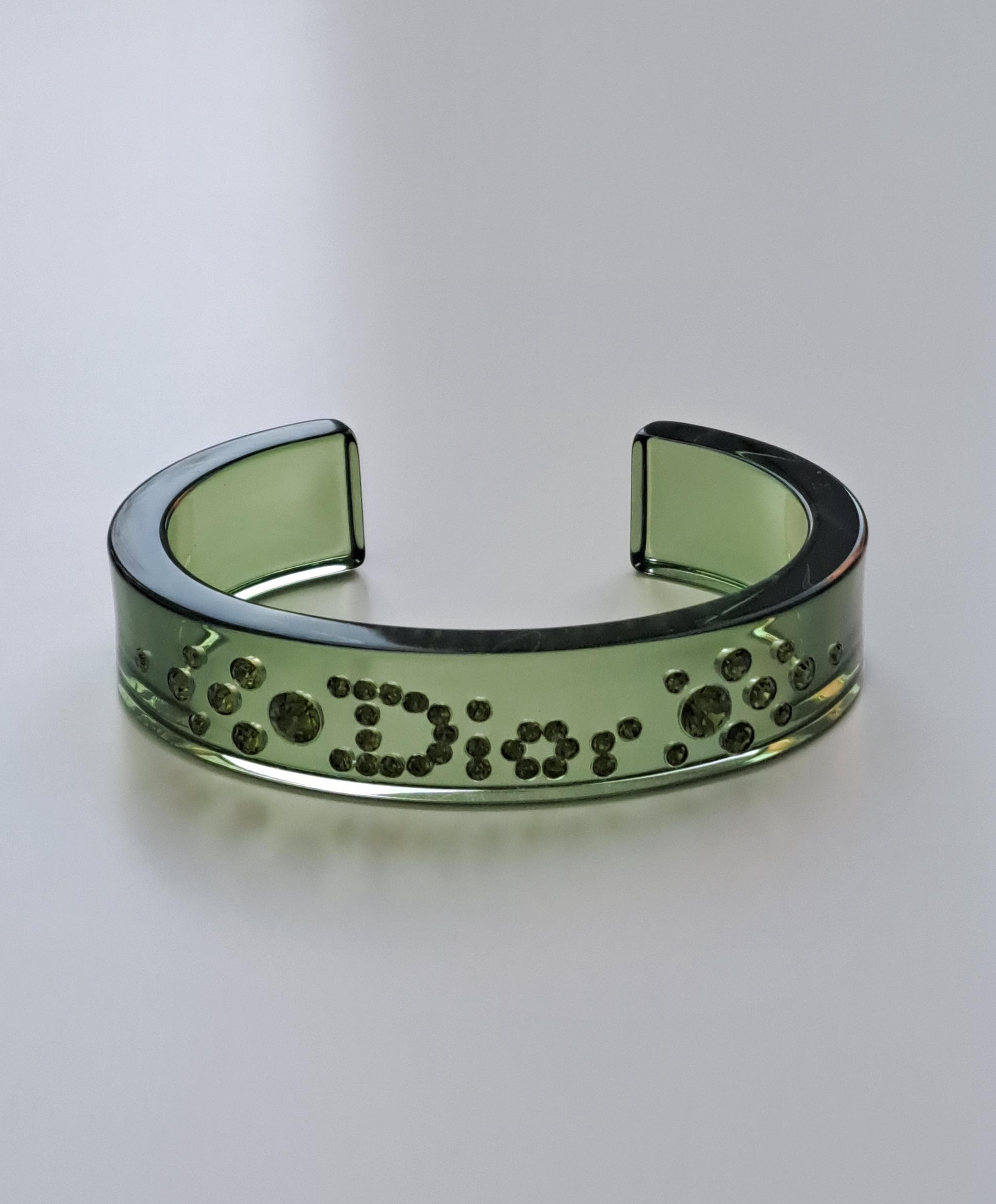 Christian Dior Olive Green Cuff Bracelet With Swarovski Stones