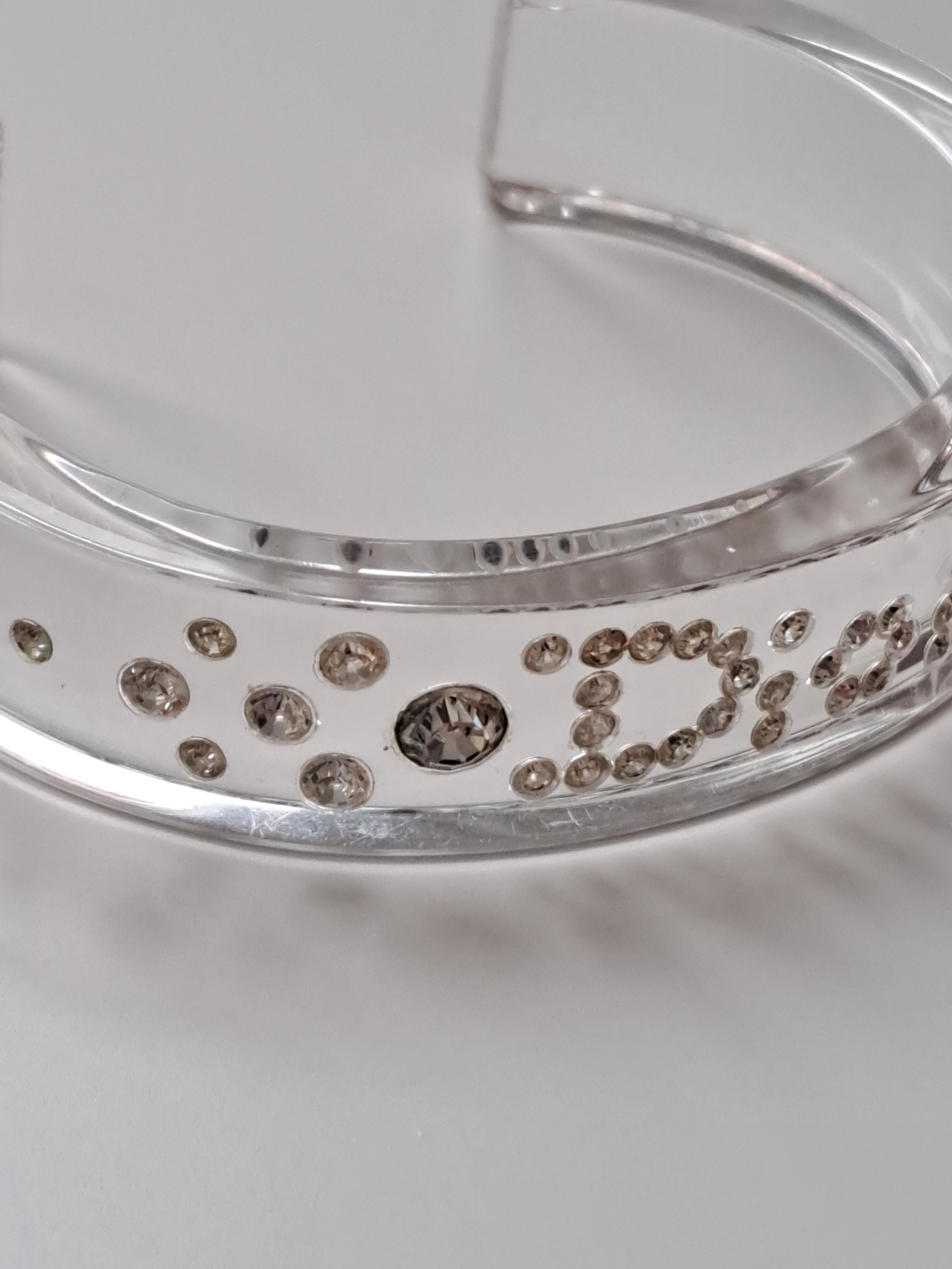 Christian Dior Clear Cuff Bracelet With Swarovski Stones. 1990's