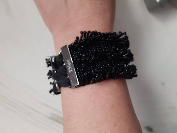 Christian Dior black beaded corset tie cuff brace… - image 2