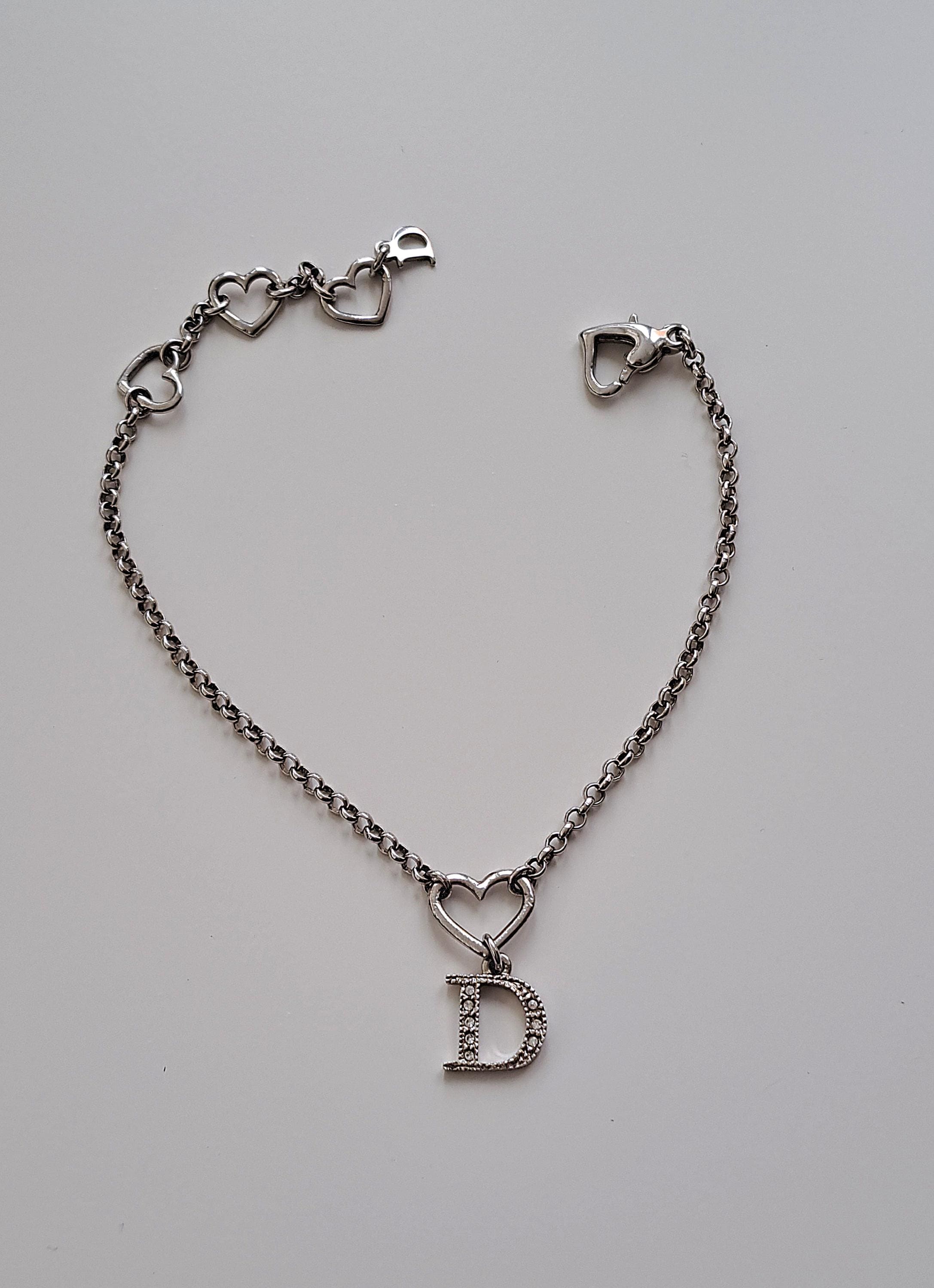 Christian Dior Vintage Love Heart Bracelet Silver Tone Valentines 