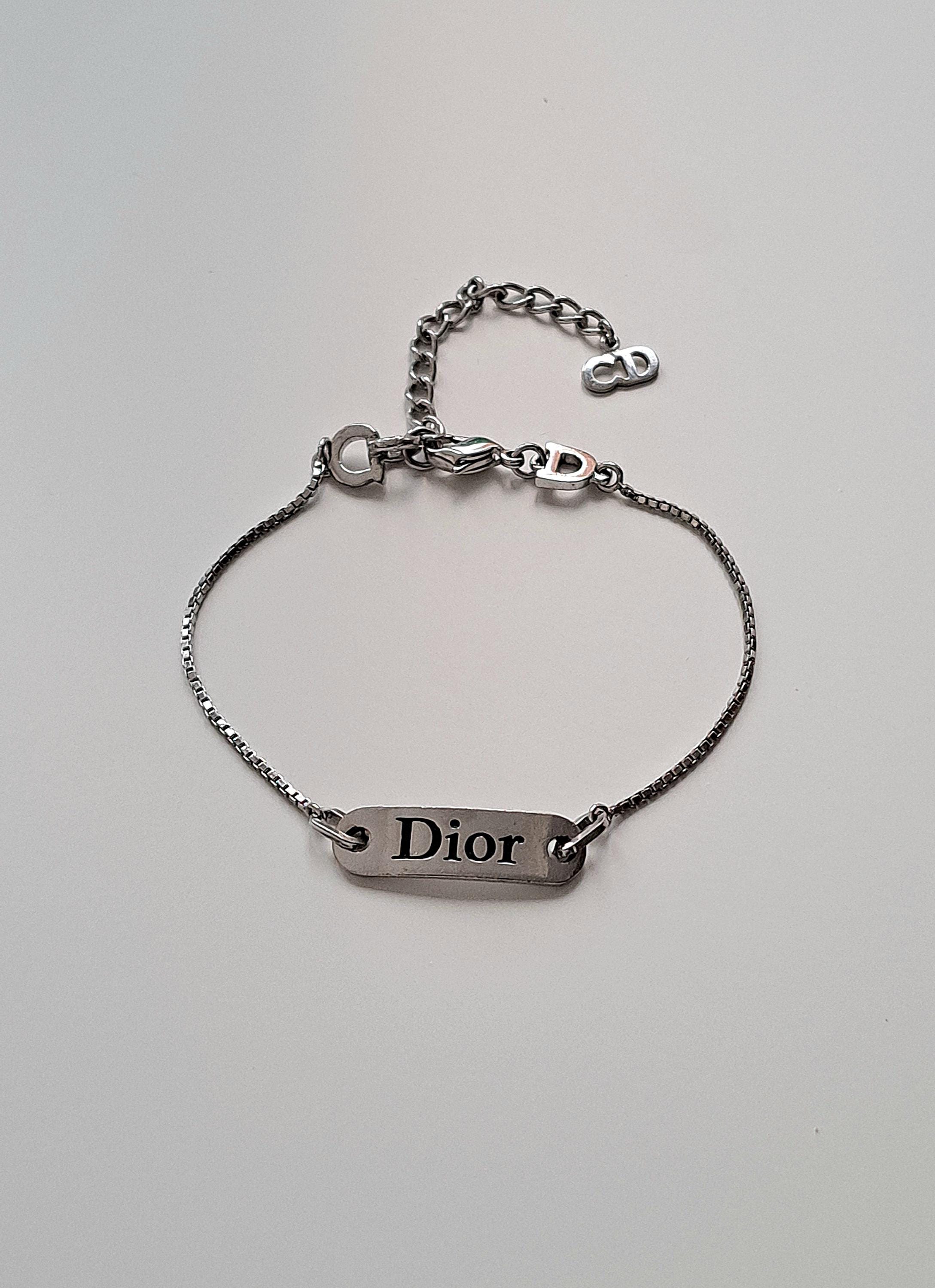クリスチャン ディオール ヴィンテージ ロゴ ID ブレスレット シルバー 