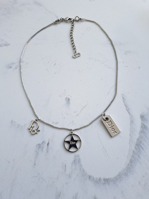 Christian Dior Vintage Logo CD Necklace 1990's. Charm