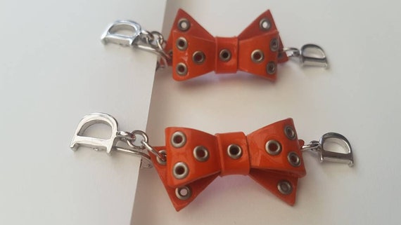 Christian Dior rare vintage orange bow earrings. … - image 2