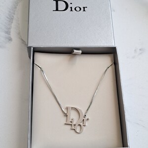 Dior, Jewelry, Dior Silver Clover Spellout Pendant Necklace