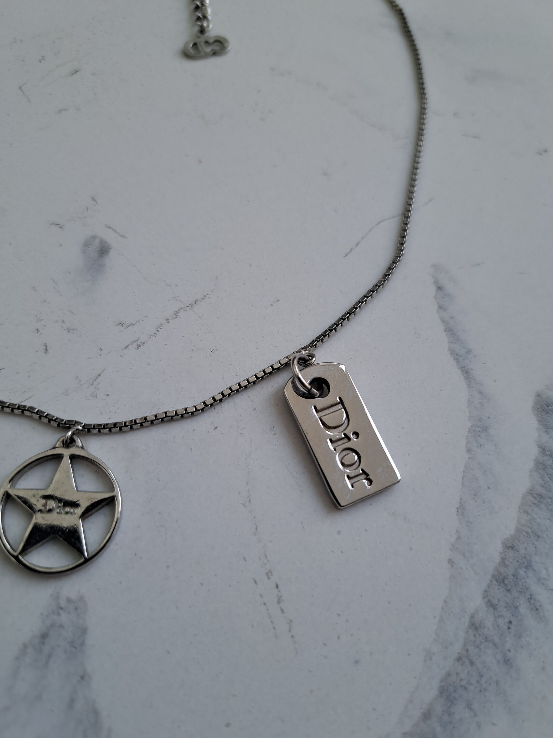 Christian Dior Vintage Logo CD Necklace 1990's. Charm Necklace