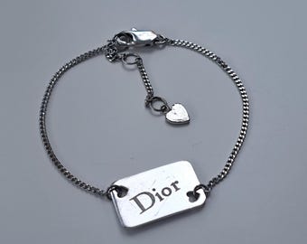 クリスチャン ディオール ヴィンテージ ロゴ ID ブレスレット シルバー 