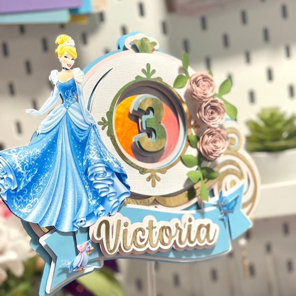 Princess Cinderella inspired Cake topper | Birthday cake topper