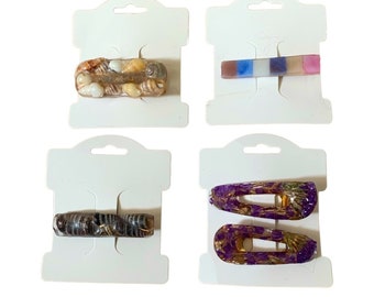 Lot de 4 barrettes artisanales en résine pour cheveux