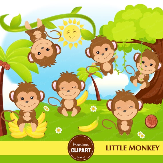 Monkey Clipart Monkey Boy Clipart Monkey Baby Shower Monkey Etsy