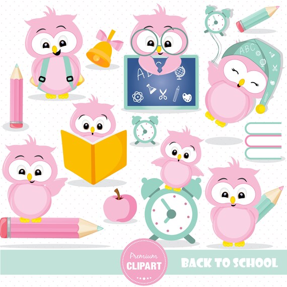 School owl clipart Owls clip art Back to school Girl | Etsy