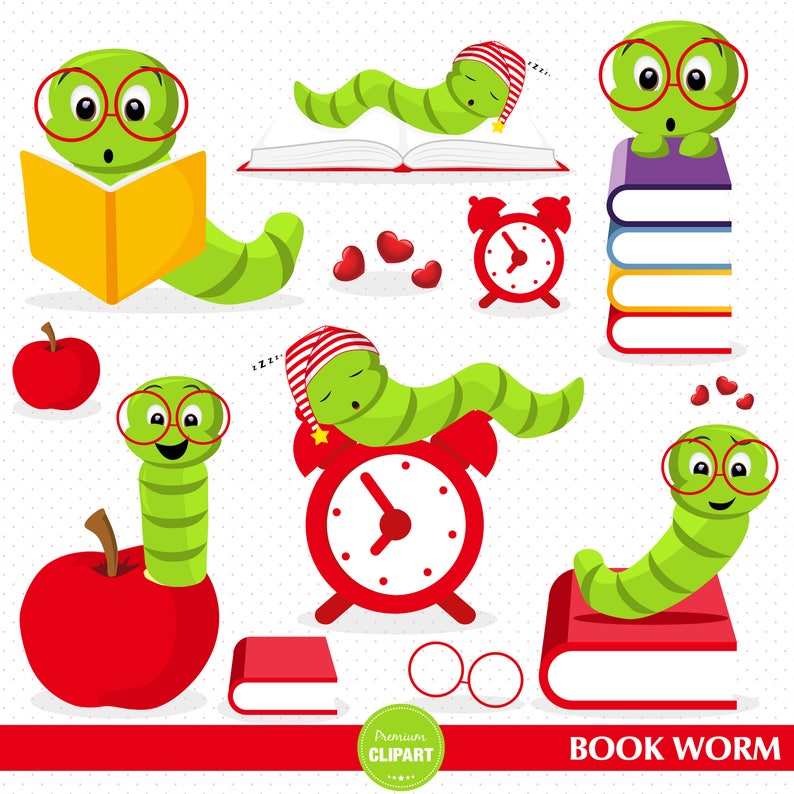school clip art educational images CA465 commercial use Book worm clipart back to school clipart