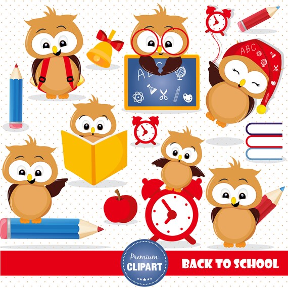 Back To School Owl Clipart Owl Clipart School Clipart Etsy