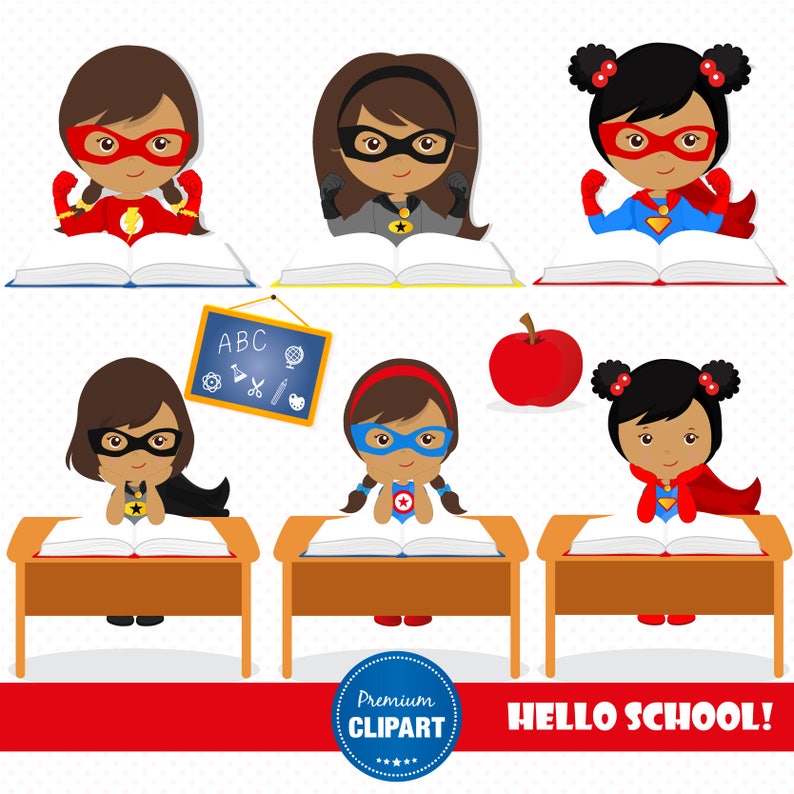 Superhero clipart Back to school clipart Girl clipart School images CL167 Superhero girl clipart Teacher clipart