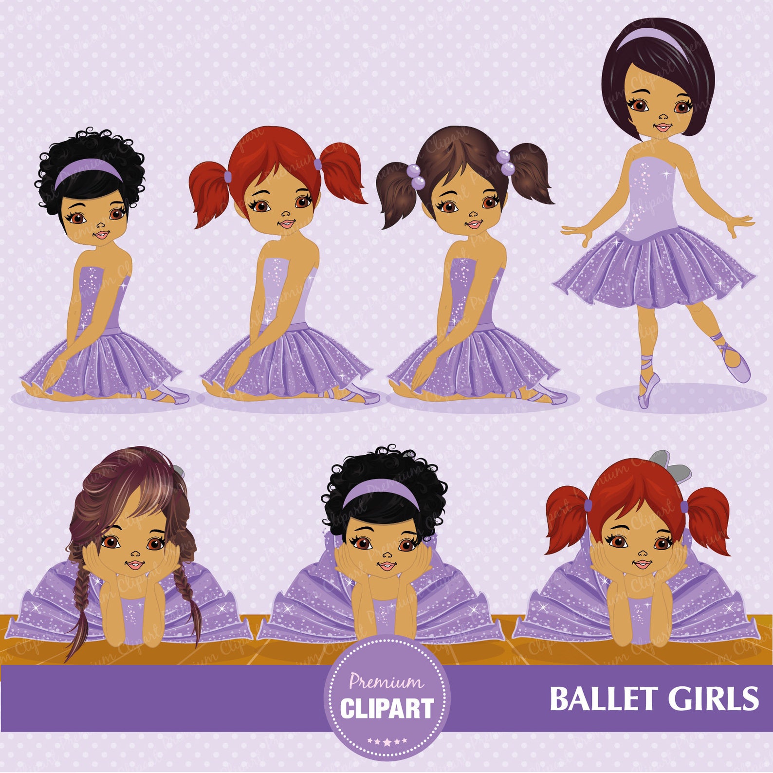 ballerina clipart, ballerina clip art, african american ballerina, ballet clipart, ballerina invitation, commercial use - ca317