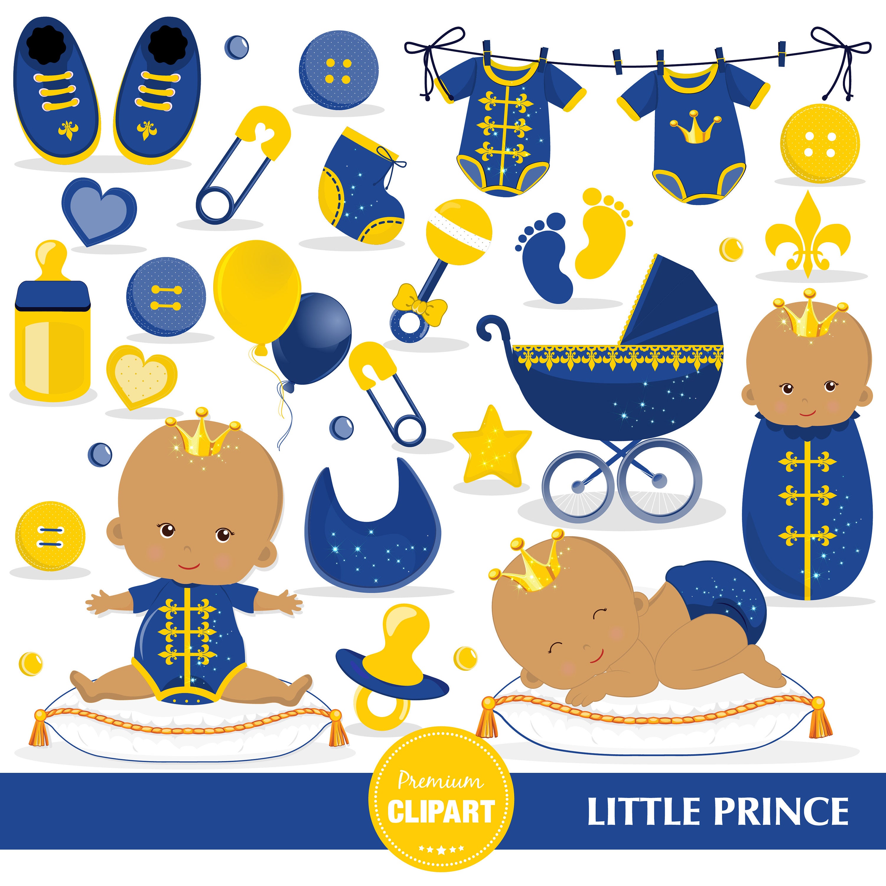 Prince baby shower clipart baby prince clipart African | Etsy