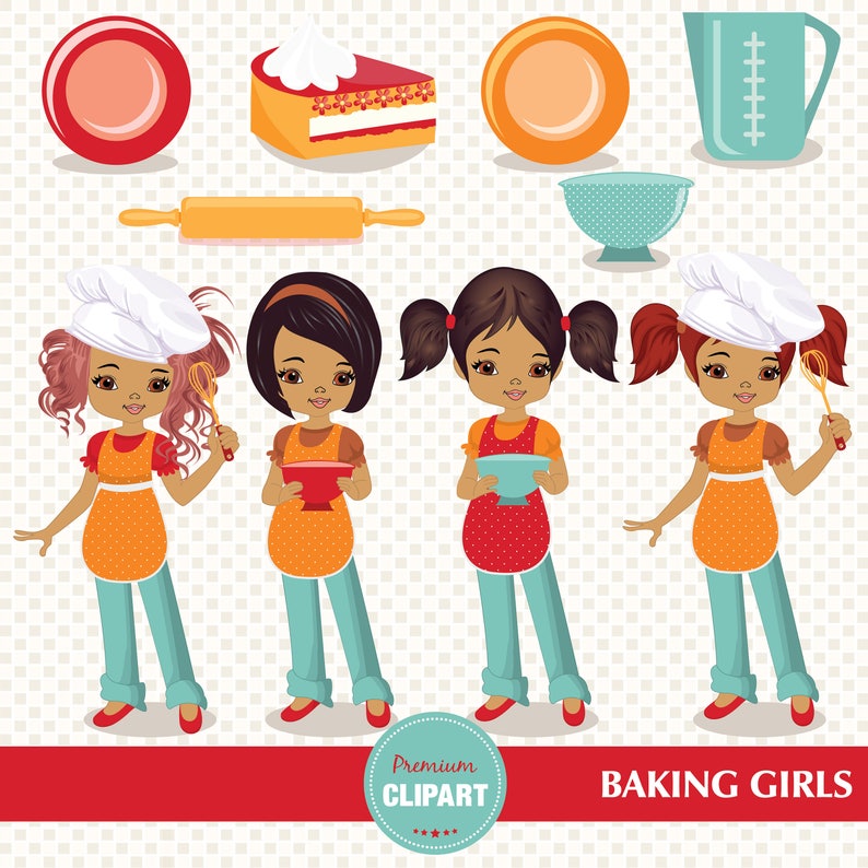 Baking girl clipart baking clip art cooking clipart baking Etsy